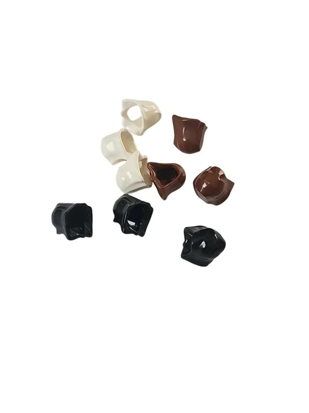LEGO Reddish Brown, Black & White Hoods for Minifigure Star Wars Jedi, Set of 9